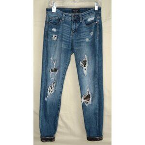 Judy Blue Los Angeles Skinny Fit Jeans Distressed Camo Cuffed Denim Women's 5/27